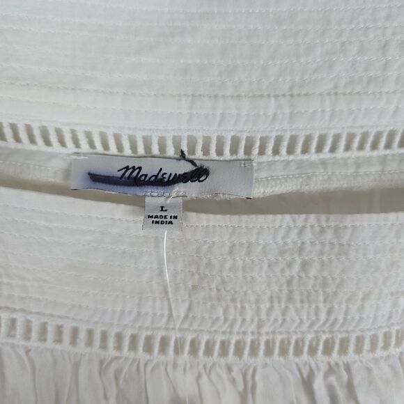 Madewell NWT Eyelet Flutter Sleeve Cotton Blend Women Top Size Small Square Neck - Picture 6 of 16
